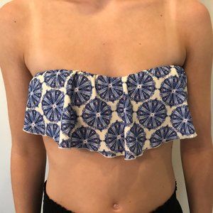 Bandeau Ruffle Patterned Bathing Suit